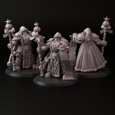 Space Christmas set of 3 minis from Cross Lances Sudio. Total heights apx. 37mm - 45mm. Unpainted resin miniatures - image2